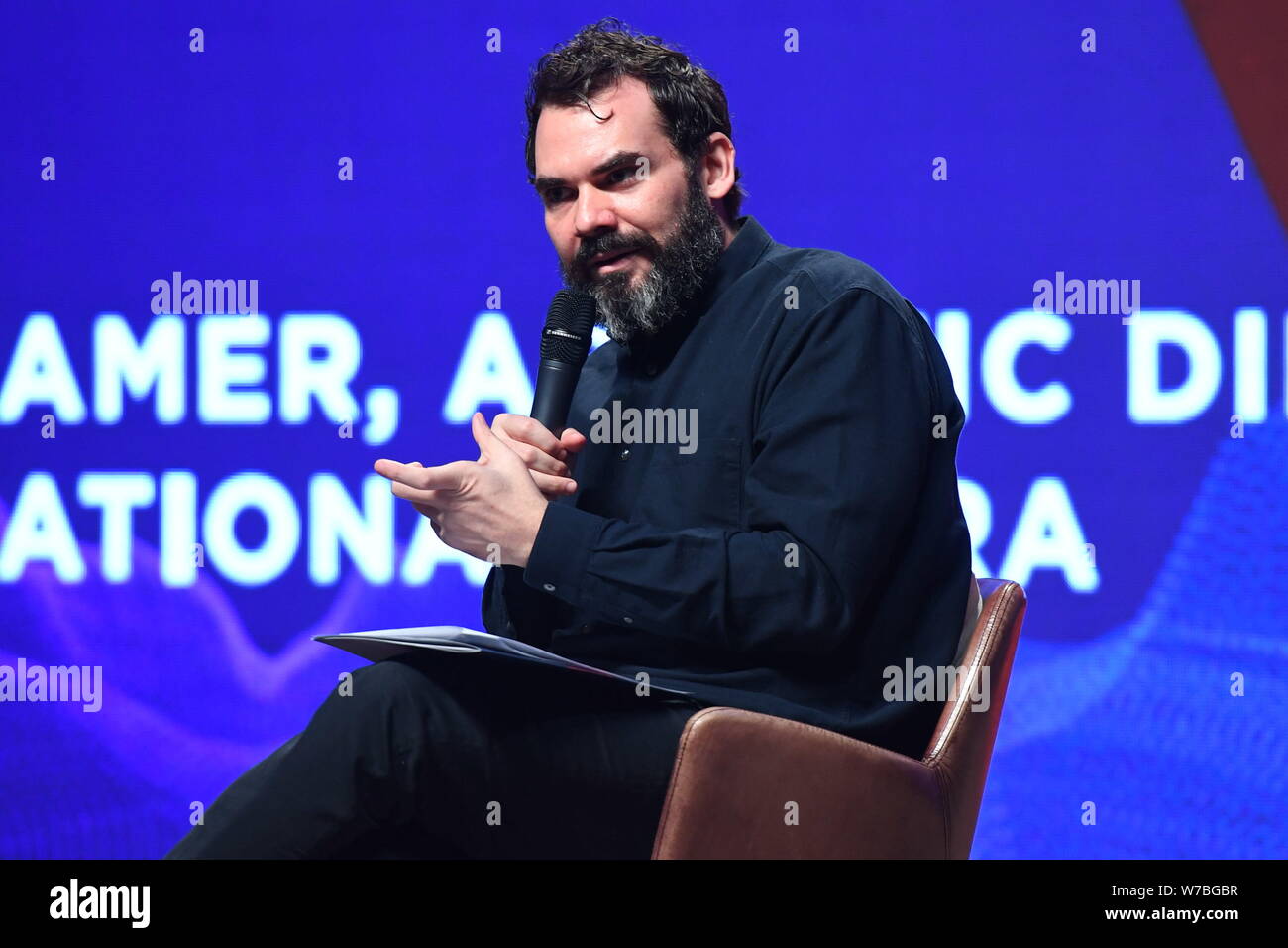 Daniel Karmer, American-born Theater, Oper und Tanz, Direktor, der Künstlerische Leiter der English National Opera, besucht eine Masterclass: In conversatio Stockfoto