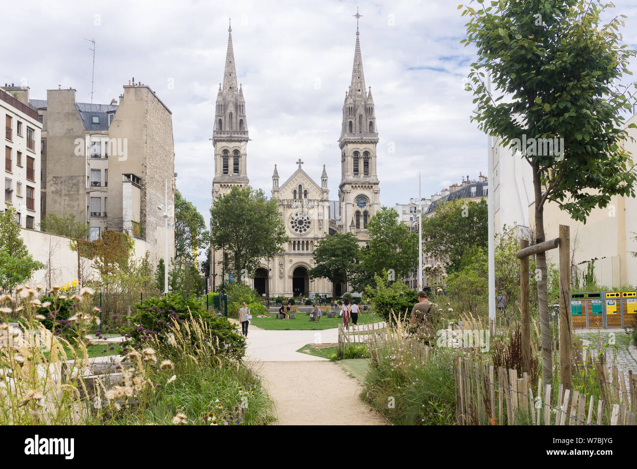 Paris re-Begrünung der Stadt - Le Jardin Truillot ist ein Park im 11. arrondissement entwickelt als Teil der Stadt wiederbegrünung. Frankreich, Europa. Stockfoto