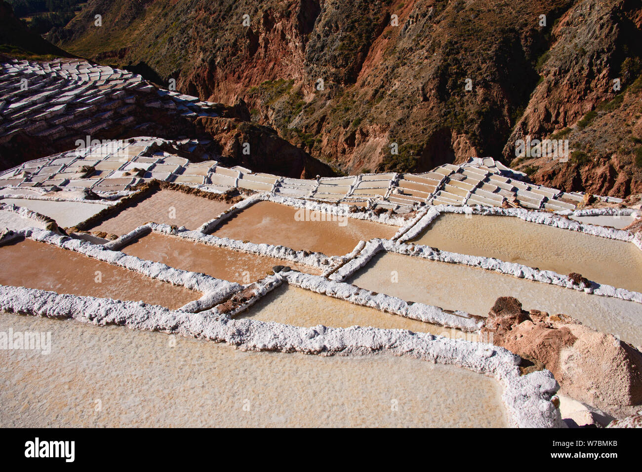 Die schöne Salinen von Maras, das Heilige Tal, Peru Stockfoto
