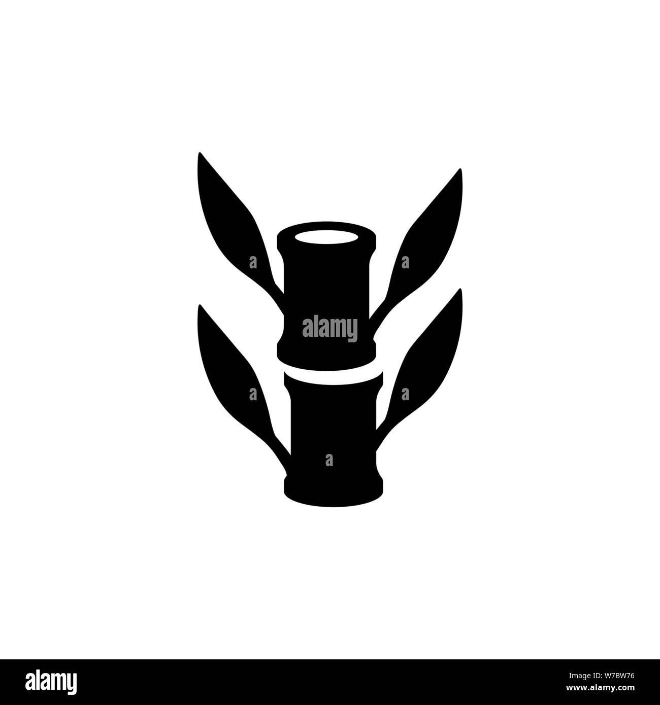 Bambus Baum mit Blatt des Spa. Flache Vektor Icon Abbildung. Einfach schwarzes Symbol auf weißem Hintergrund. Bambus Baum mit Blatt von Spa sign Design Template für Web und mobile UI-Element Stock Vektor