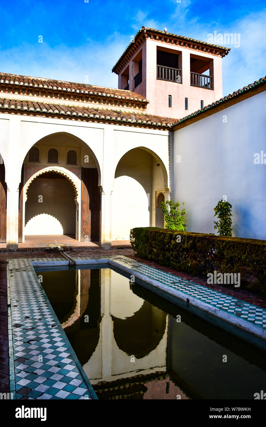 Patio De La Alberca, Alcazaba, Malaga, Andalusien, Spanien Stockfoto