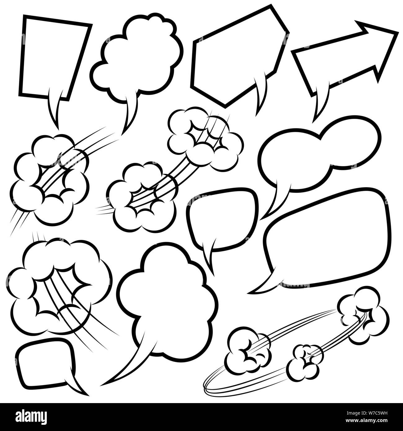Satz von leeren comic Sprechblasen. Design Element für Poster, Karten, Banner, Flyer. Vector Illustration Stock Vektor