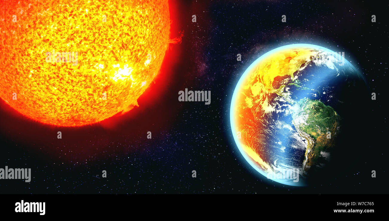 Konzeptionelle Erde erwärmt sich und beginnt zu brennen. Konzept der globalen Erwärmung. Stockfoto