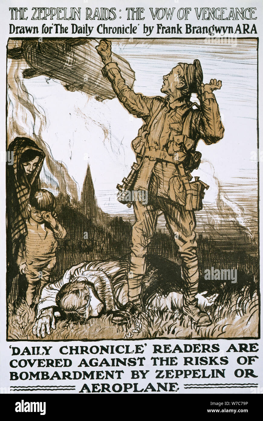 "Der Zeppelin Raids: das Gelöbnis der Rache', Weltkrieg I, c 1915 - c 1918. Artist: Frank Brangwyn Stockfoto