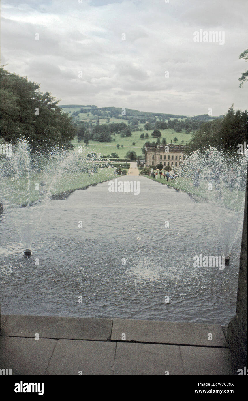 Chatsworth House von der Spitze der Kaskade, Derbyshire, c1980s(?). Künstler: Richard Williams Stockfoto