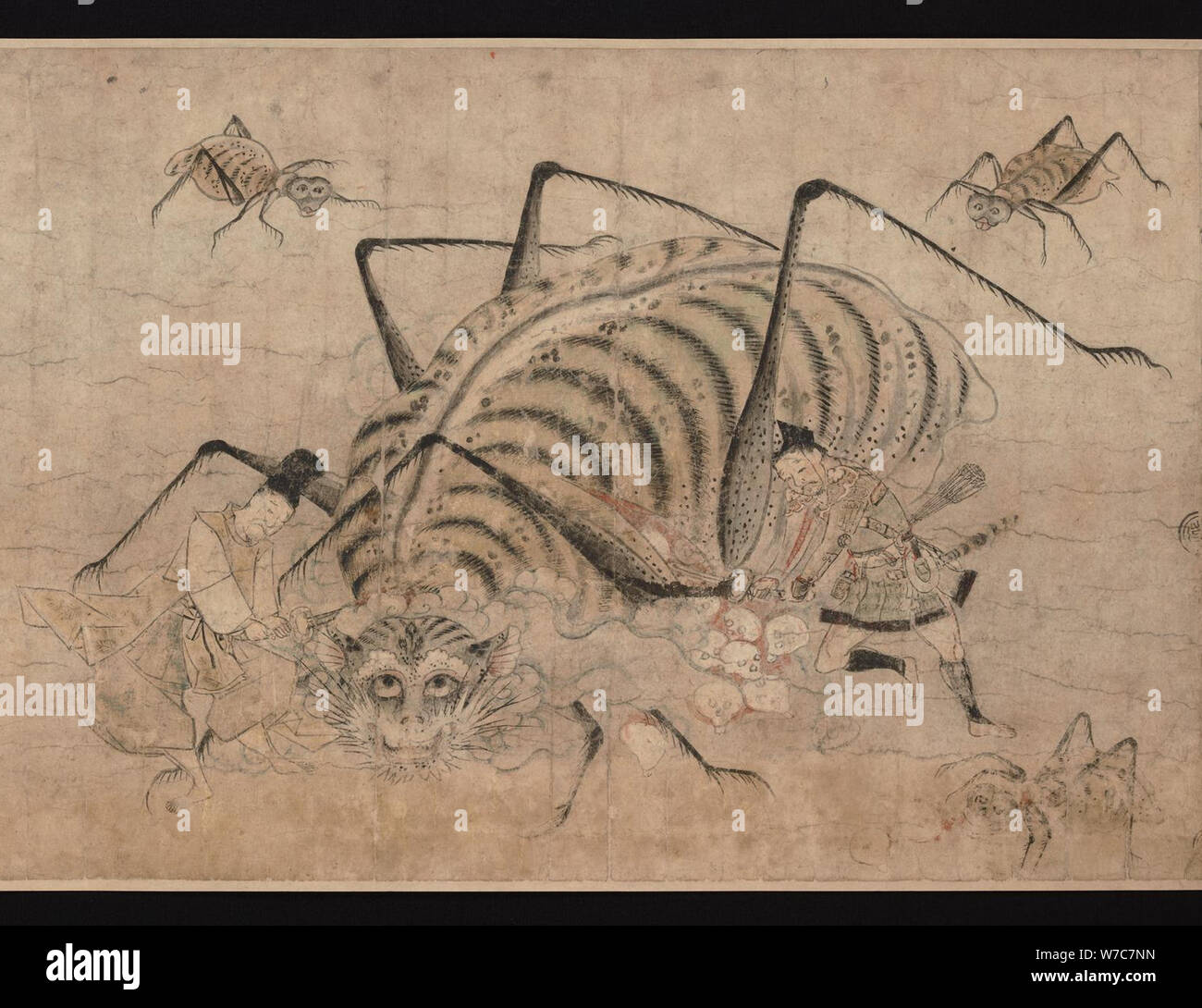 Tsuchigumo Yorimitsu töten (Detail der Bildlaufleiste Tsuchigumo no Soshi Emaki"), aus dem 13. Jahrhundert. Künstler: Anonym Stockfoto