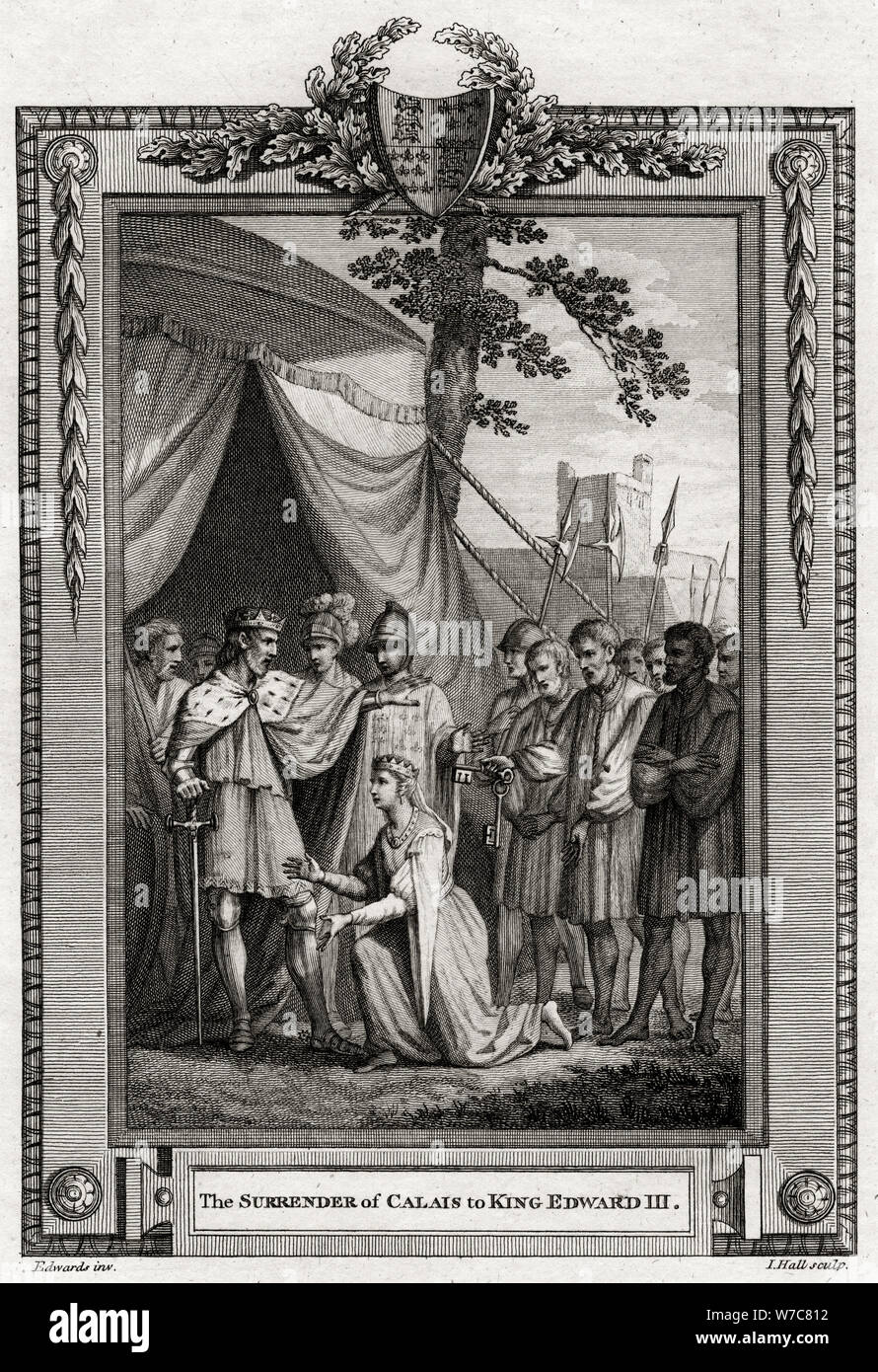 "Die von Calais König Edward III", 1347, (1776). Artist: Ich Hall Stockfoto