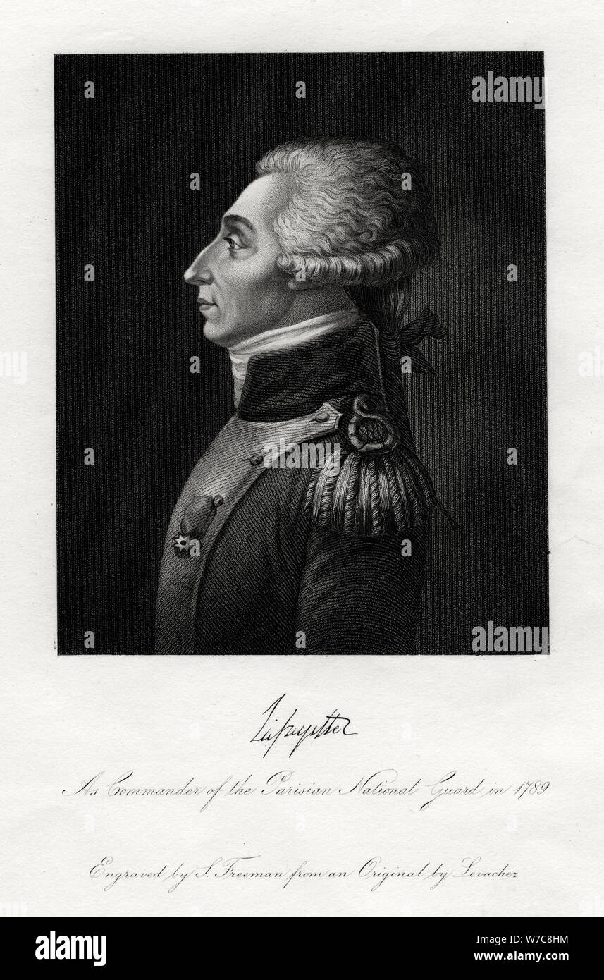 Marquis De Lafayette, französischer Heerführer und Staatsmann, 1845. Artist: S Freeman Stockfoto