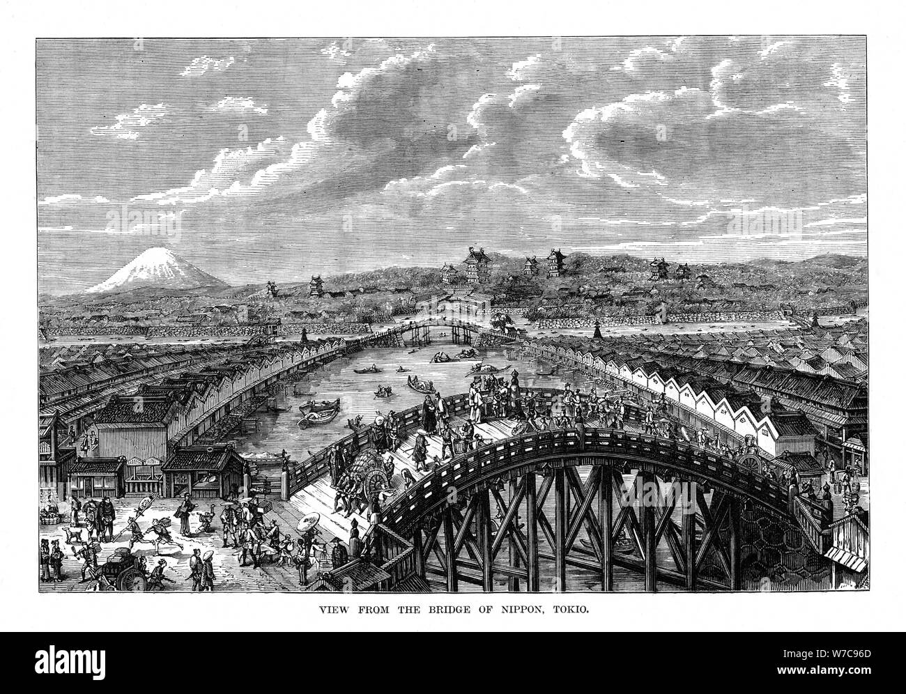 "Blick von der Brücke von Nippon', Tokio, Japan, 1877. Artist: Unbekannt Stockfoto