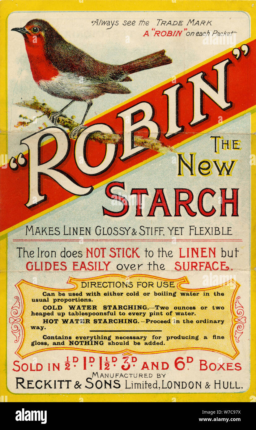 Reckitt & Söhne' Robin' Stärke, 19. Artist: Unbekannt Stockfoto