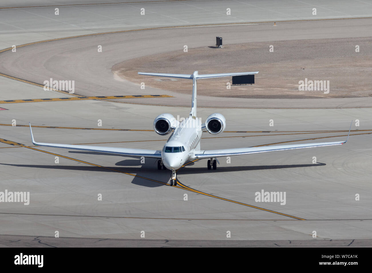 Gulfstream G550 Luxury Business Jet N 928 GC am McCarran International Airport in Las Vegas. Stockfoto