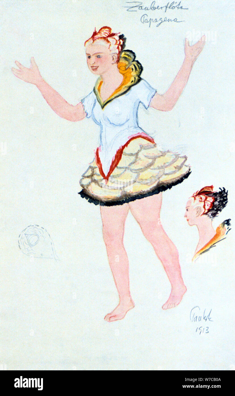 Kostüme für Papegena, 1913. Artist: Unbekannt Stockfoto