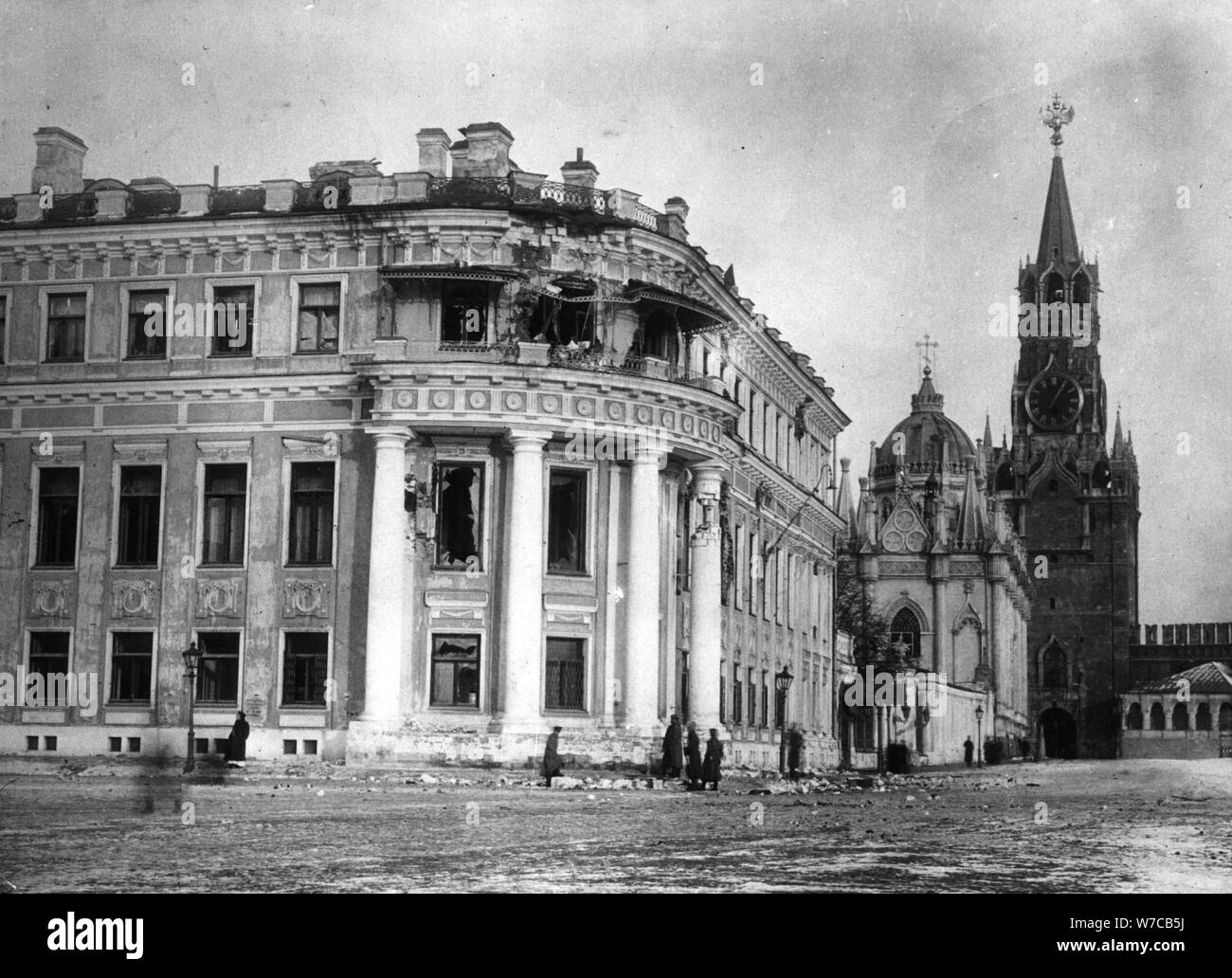Nicholas Palace im Moskauer Kreml, die während der Russischen Revolution, 1917, 1917-1918 beschädigt. Stockfoto