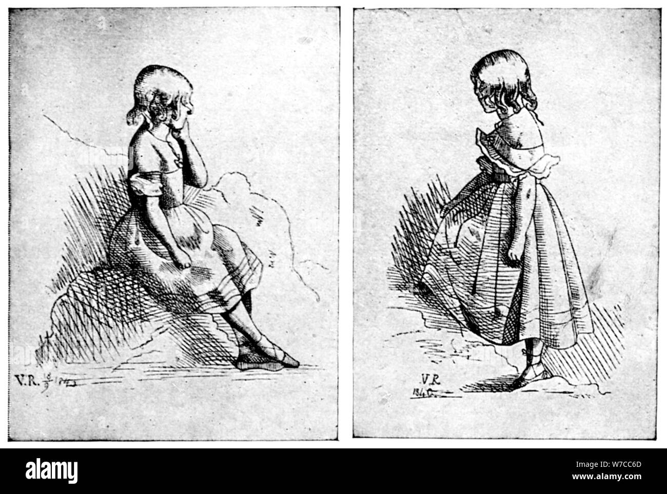 Zwei Radierungen von Königin Victoria, 1840 Künstler: Queen Victoria Stockfoto