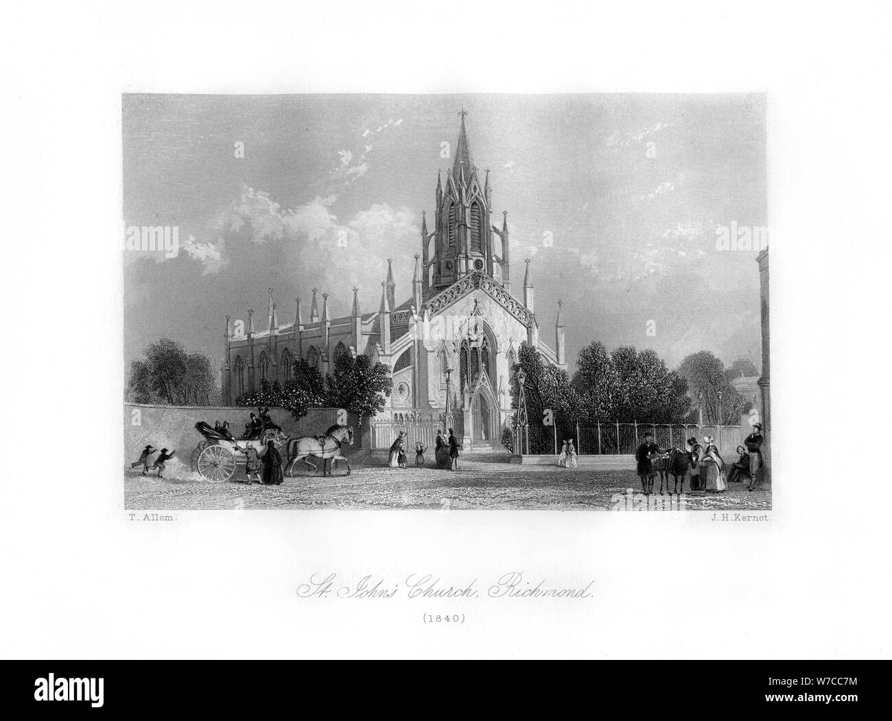 St John's Church, Richmond, 1840. Artist: J H Kernot Stockfoto