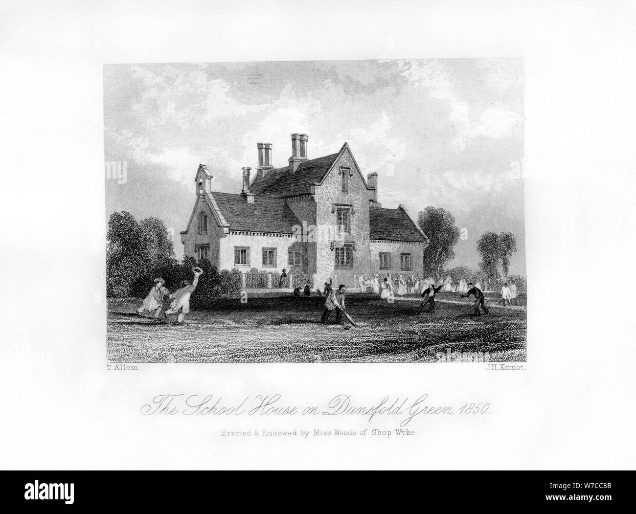 "Die Schule Haus auf dunsfold Grün', Surrey, 1850. Artist: J H Kernot Stockfoto