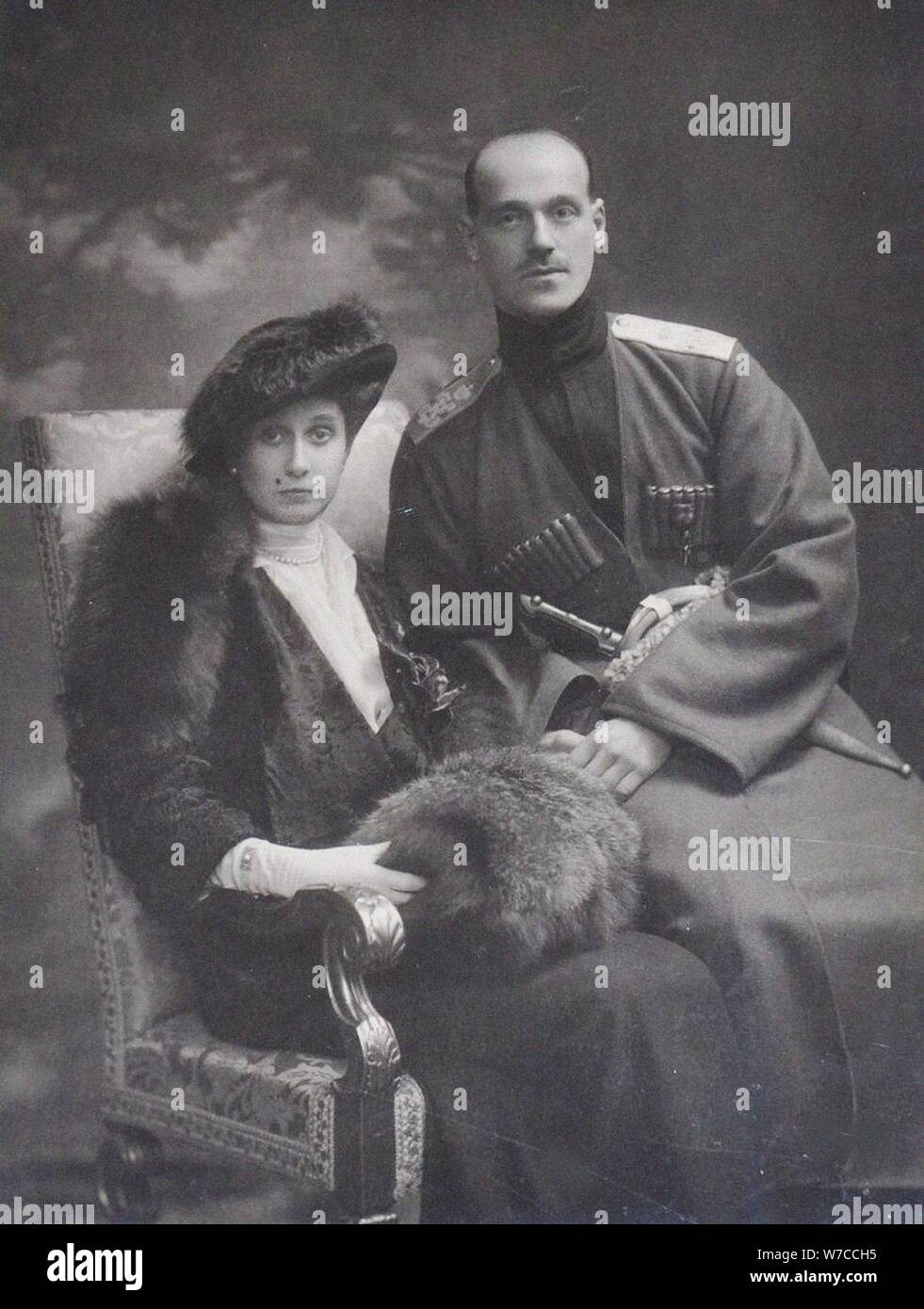 Gräfin Natalia Sergeyevna Sheremetyevskaya und Großfürst Michael Alexandrowitsch Russlands. Stockfoto