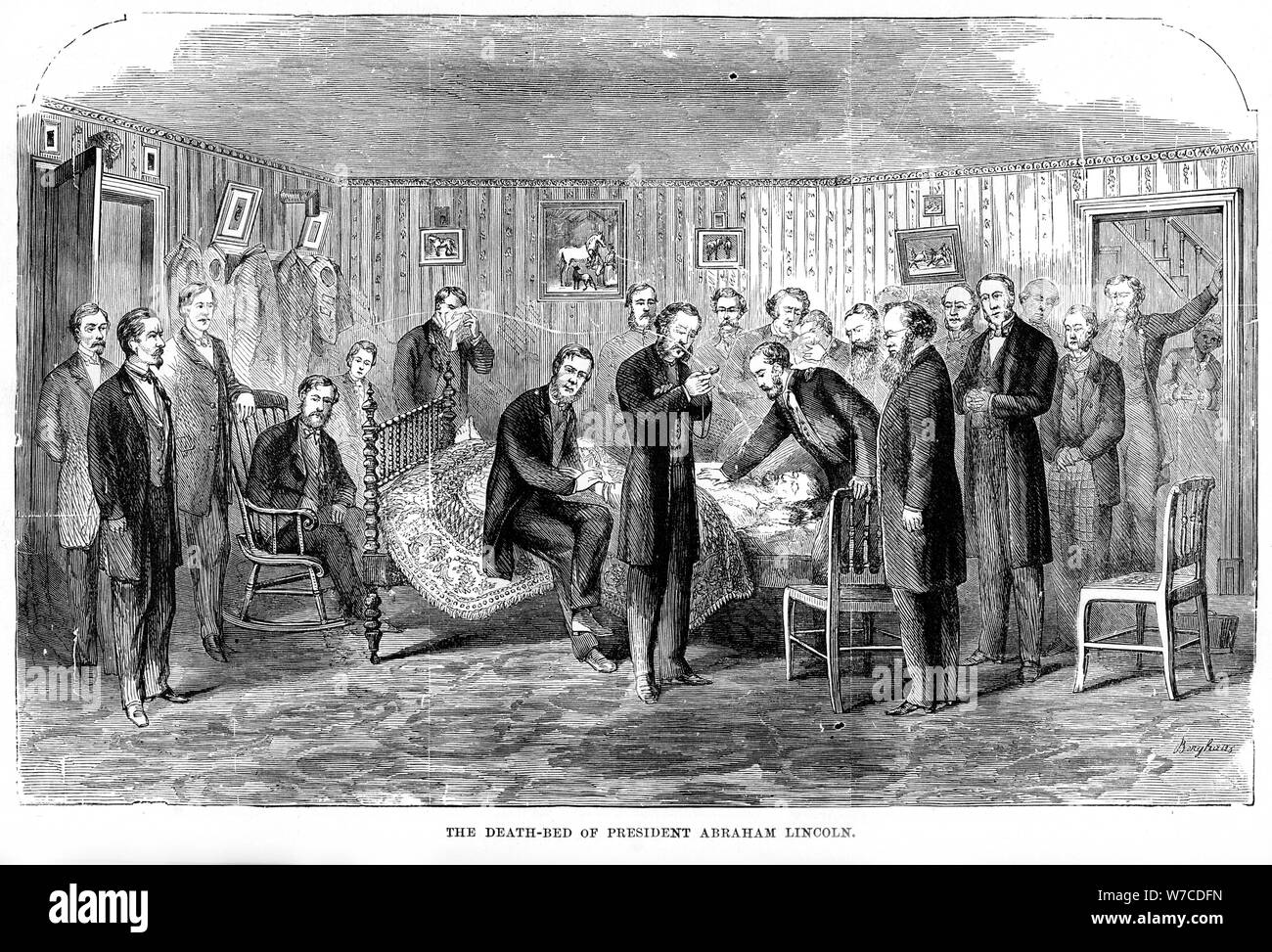 "Der Tod - Bett von Präsident Abraham Lincoln", 1865, (1872). Artist: Unbekannt Stockfoto