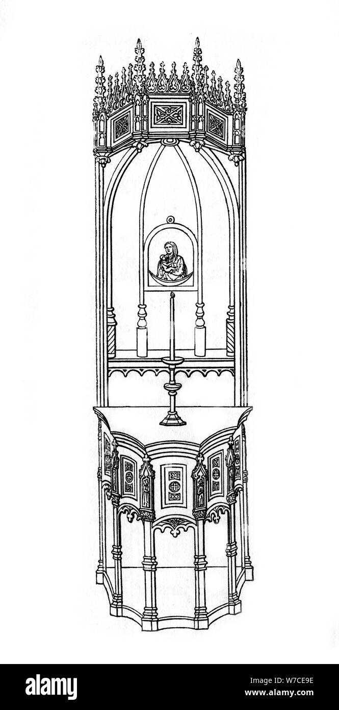 Altar, c 15. Jahrhundert?, (1843). Artist: Henry Shaw Stockfoto