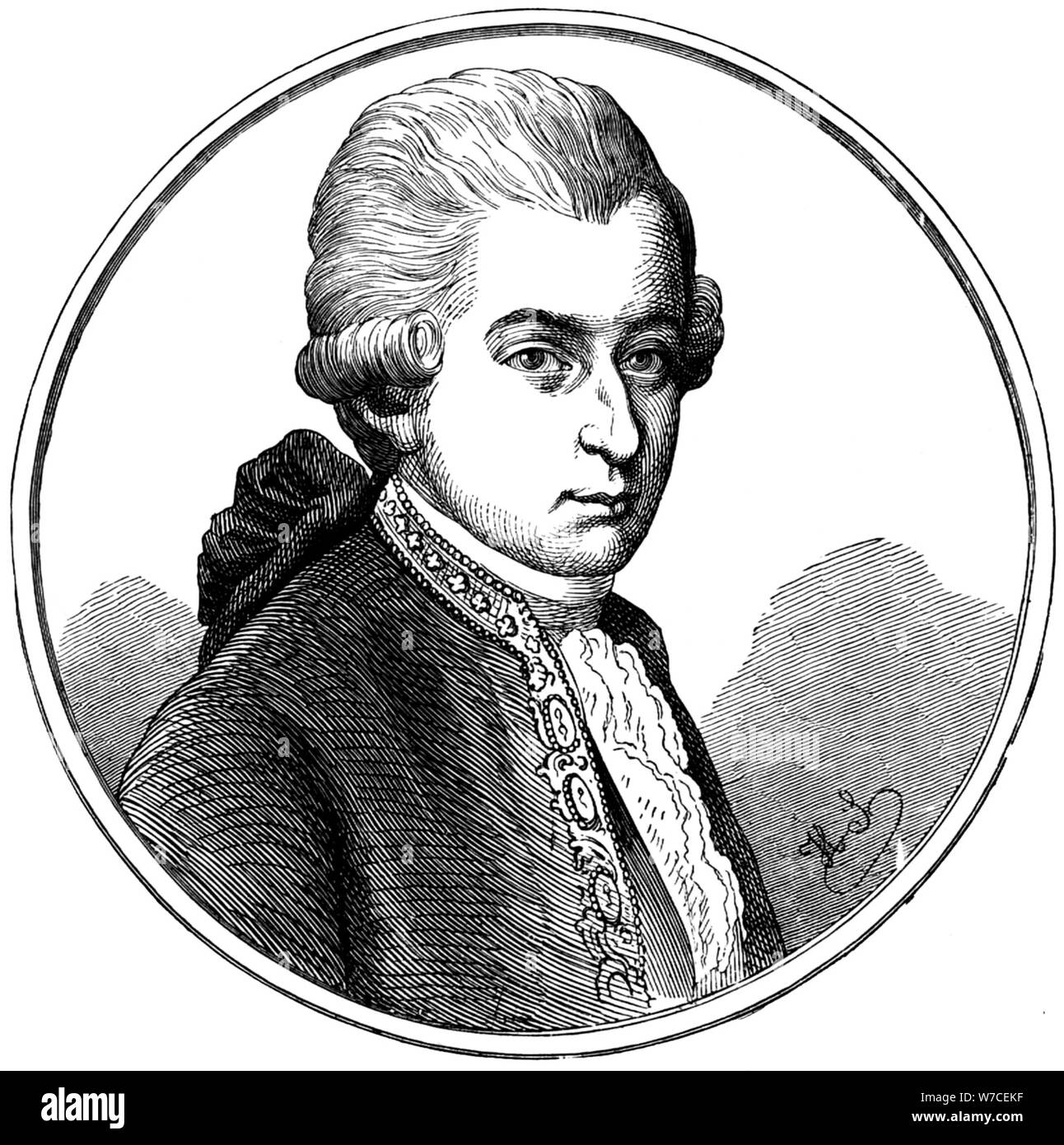 Portrait des Komponisten Wolfgang Amadeus Mozart (1756-1791). Stockfoto