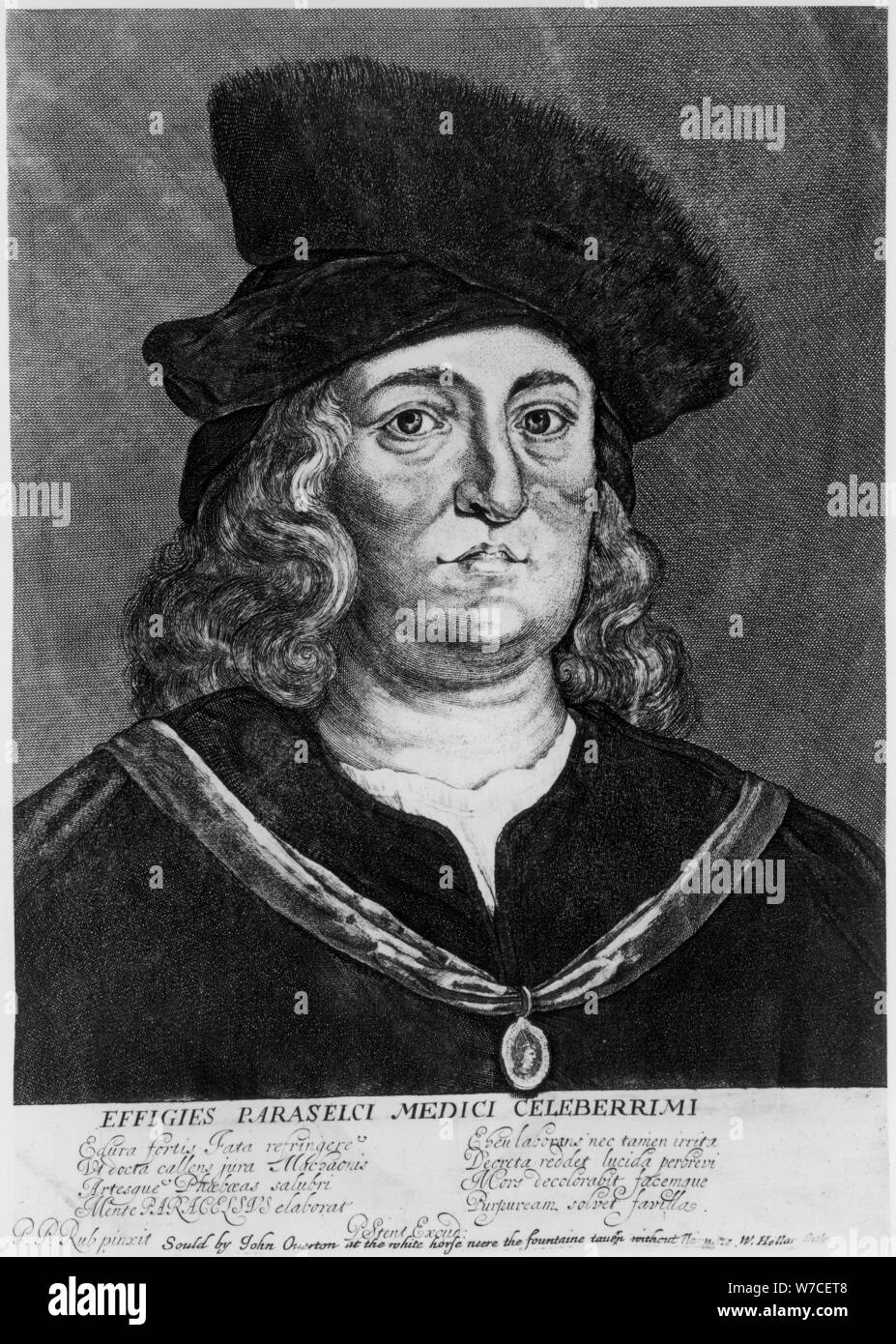 Theophrastus Bombastus von Hohenheim Paracelsus, Schweizer Alchemist und Arzt, aus dem 16. Jahrhundert. Artist: Wenzel Hollar Stockfoto