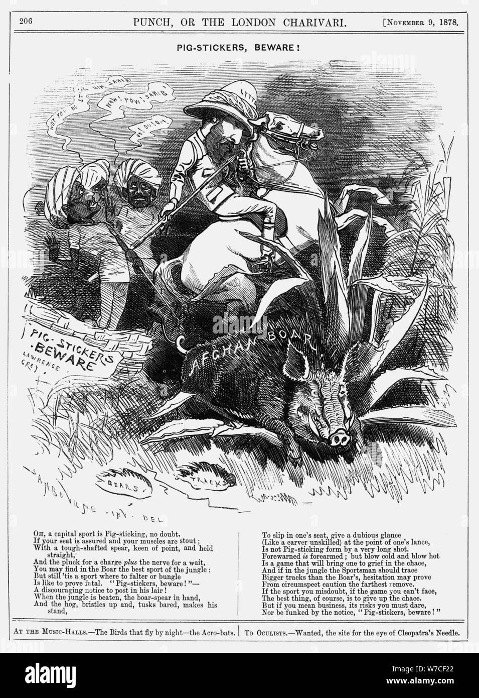 'Pig-Aufkleber, passen Sie auf!", 1878. Artist: Unbekannt Stockfoto