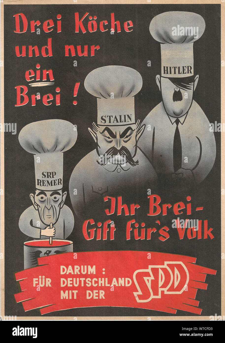 Drei Köche. SPD-Plakat, ca 1950. Stockfoto