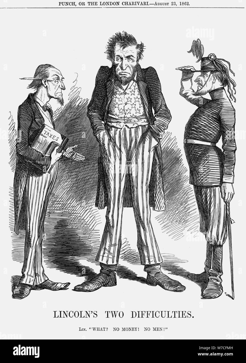 "Zwei Schwierigkeiten Lincoln's', 1862. Artist: Unbekannt Stockfoto