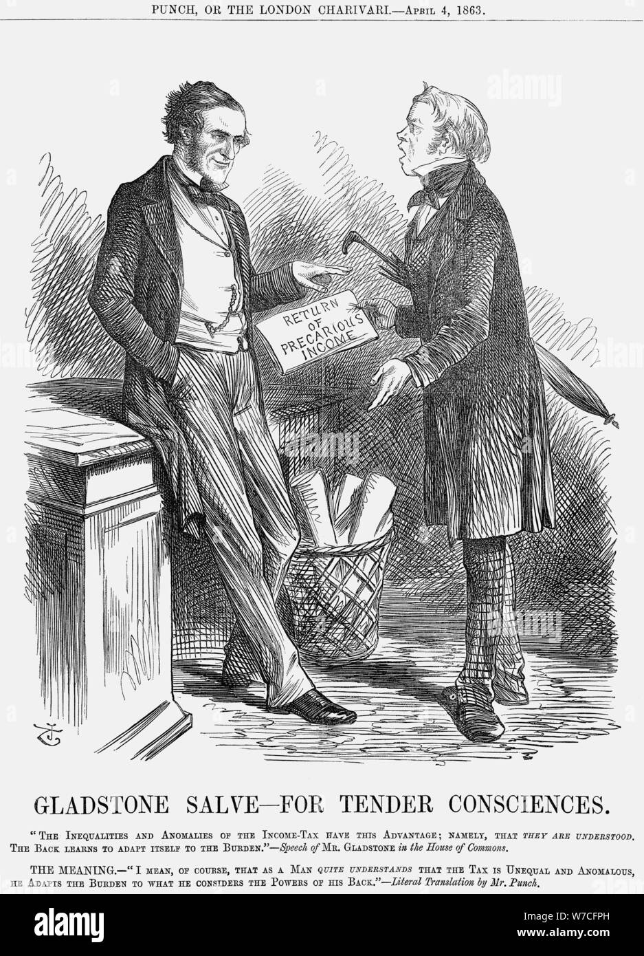 'Gladstone Salve-Ausschreibung Gewissen', 1863. Artist: John Tenniel Stockfoto