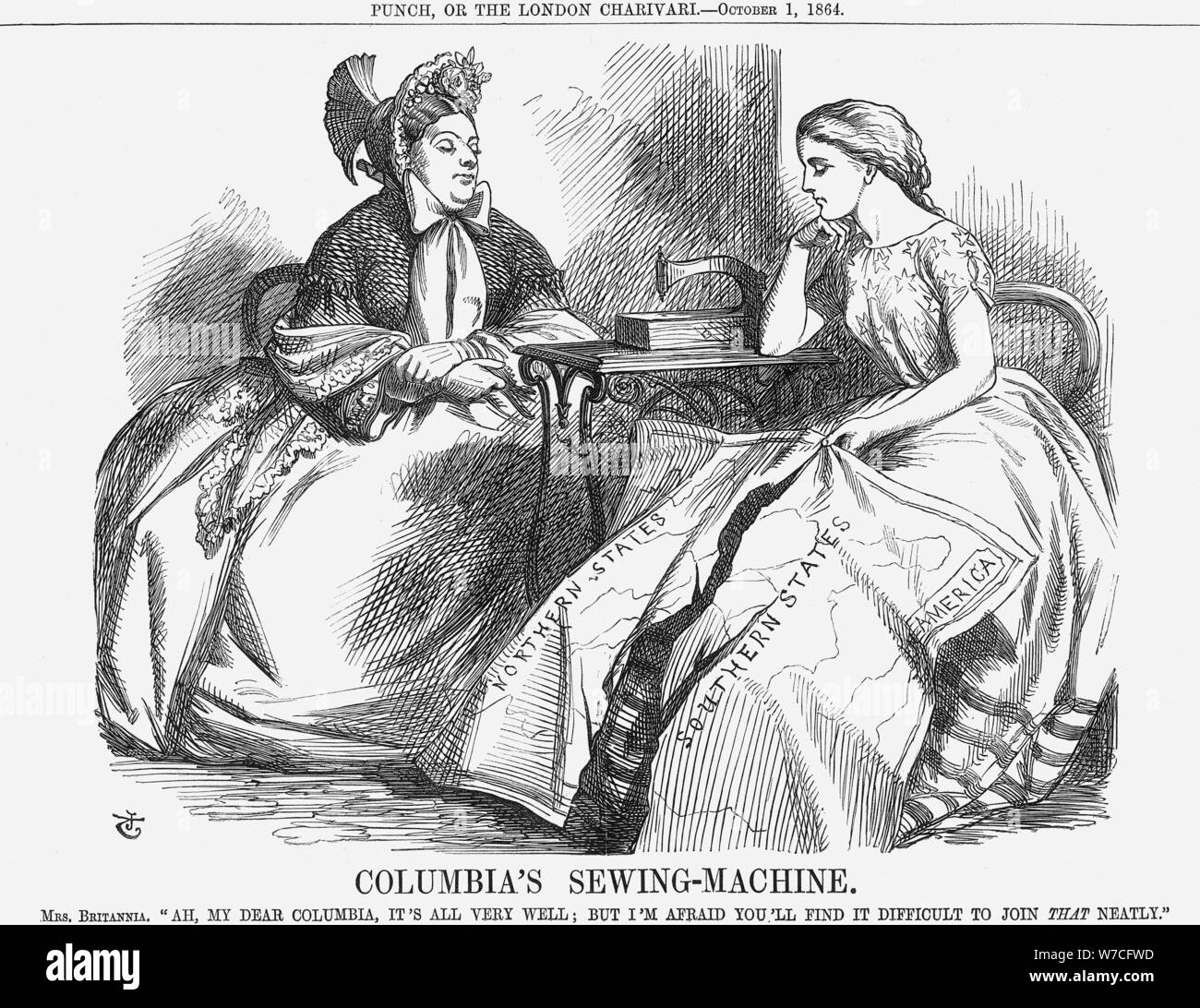"Der Columbia Sewing-Machine', 1864. Artist: John Tenniel Stockfoto