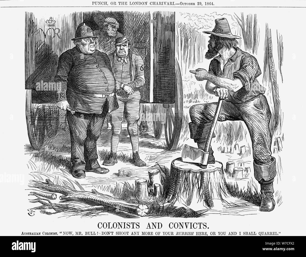 'Kolonisten und überführt' 1864. Artist: John Tenniel Stockfoto
