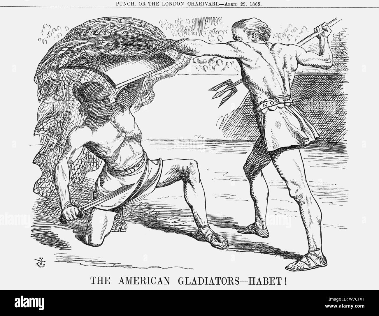 "Die American Gladiators - Habet!', 1865. Artist: John Tenniel Stockfoto