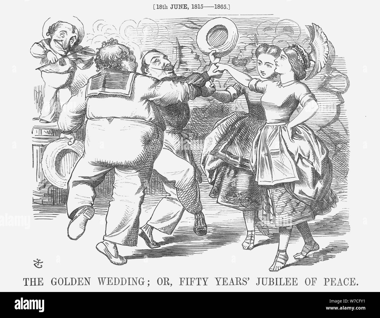 "Die Goldene Hochzeit; oder, 50 Jahre Jubiläum des Friedens', 1865. Artist: John Tenniel Stockfoto