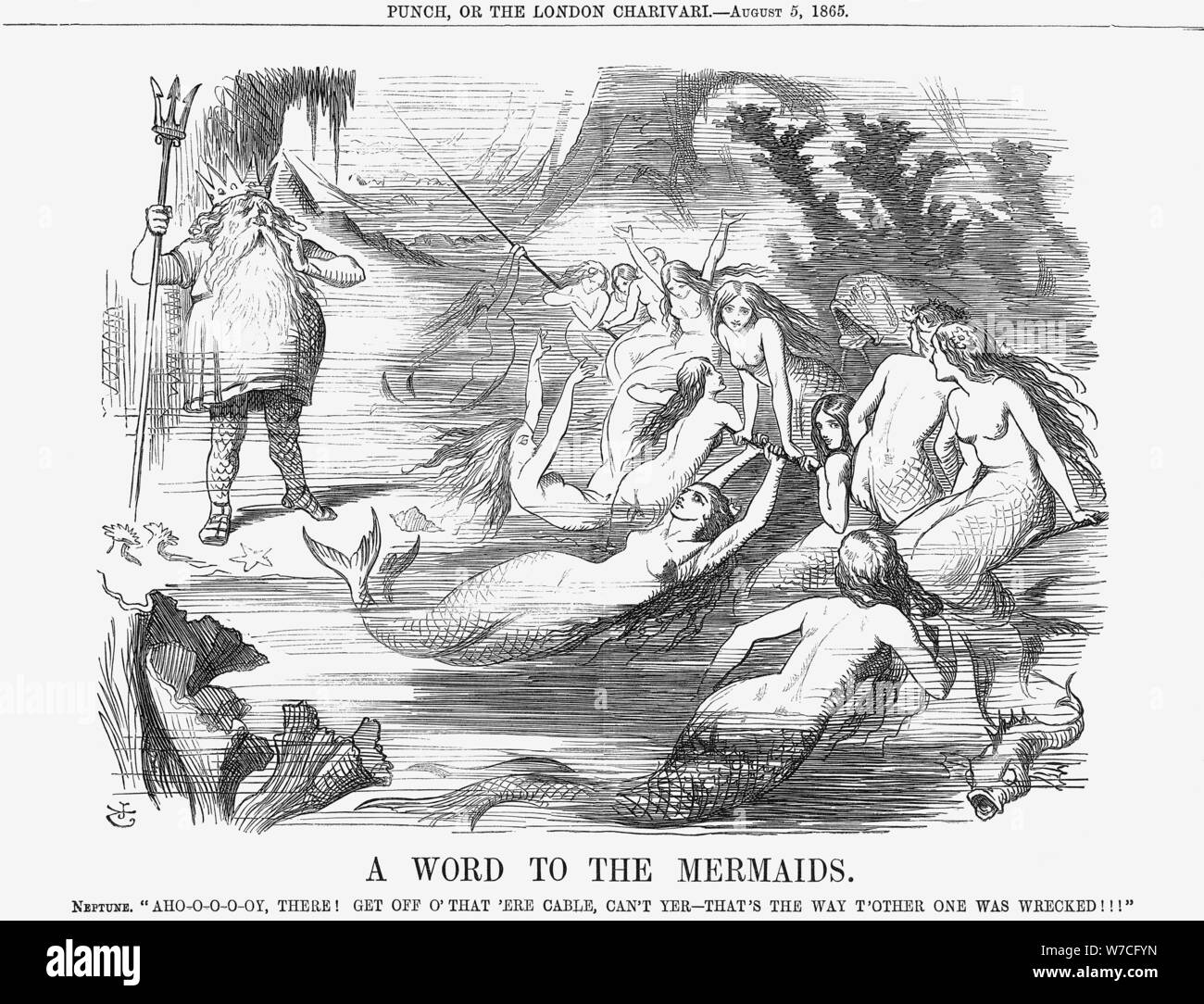 "Ein Wort an die Meerjungfrauen", 1865. Artist: John Tenniel Stockfoto