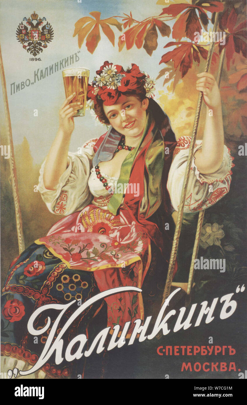 Werbeplakat für die Kalinkin Brauerei, 1900. Stockfoto