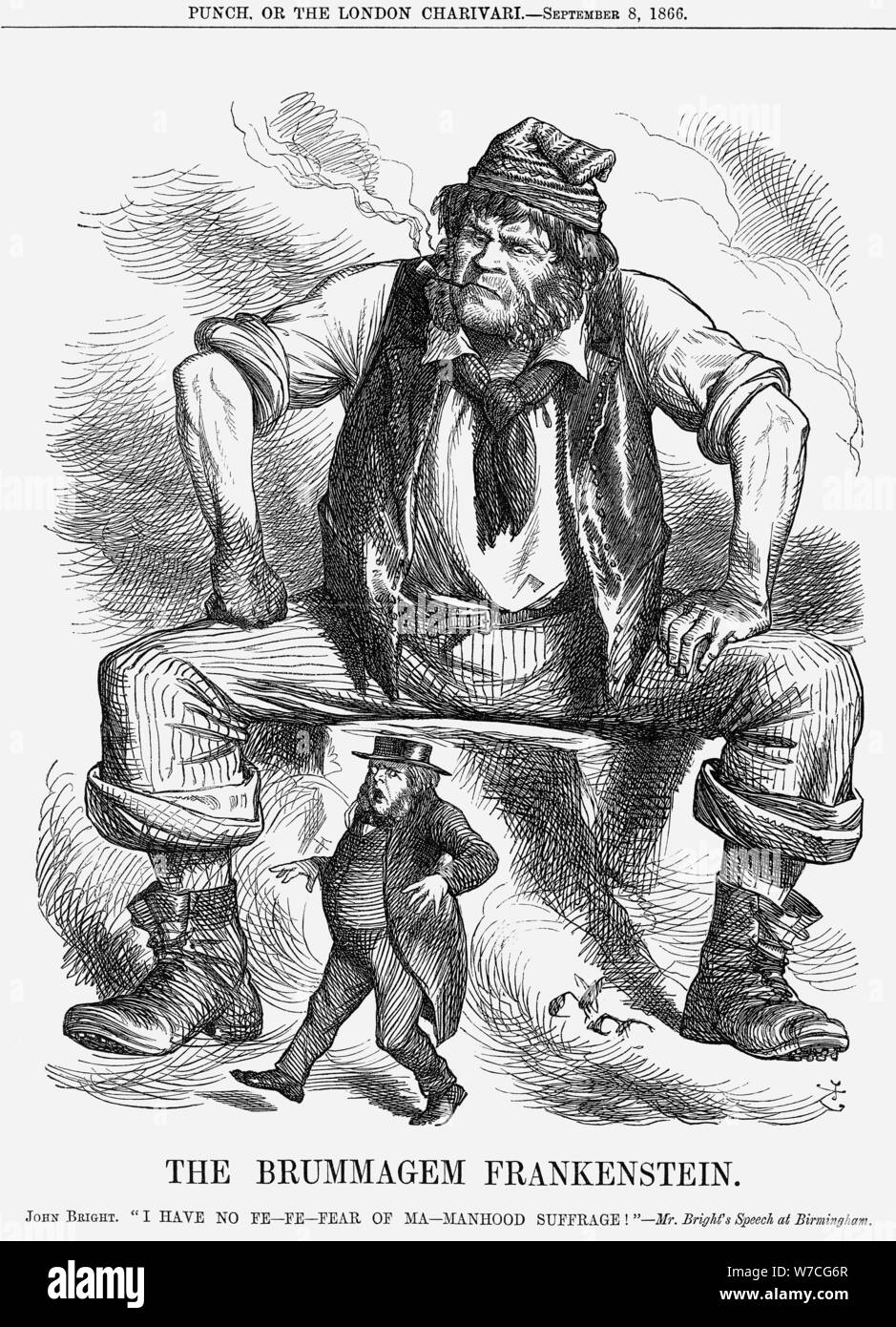 "Die Brummagem Frankenstein', 1866. Artist: John Tenniel Stockfoto