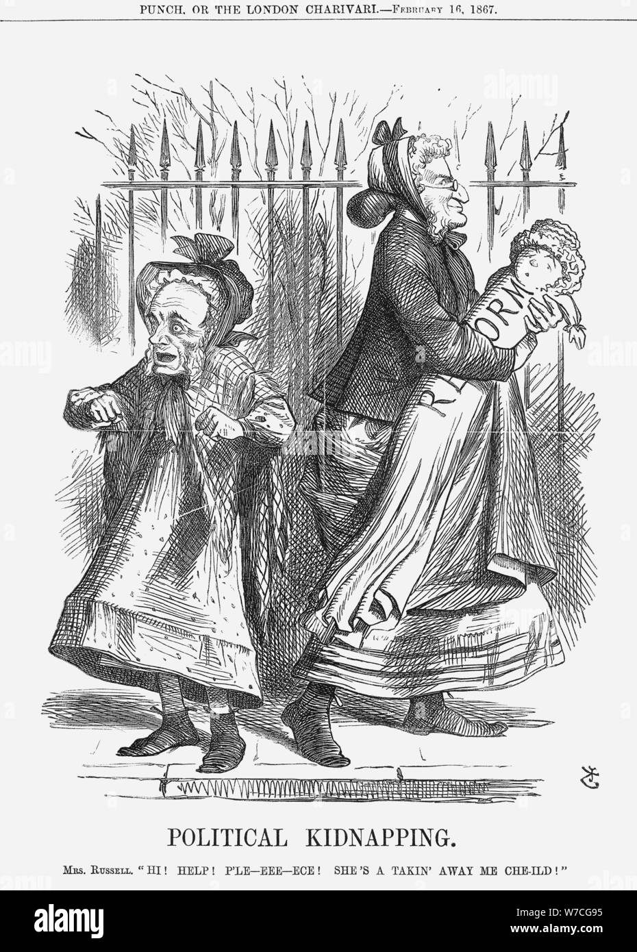 "Politische Entführung', 1867. Artist: John Tenniel Stockfoto