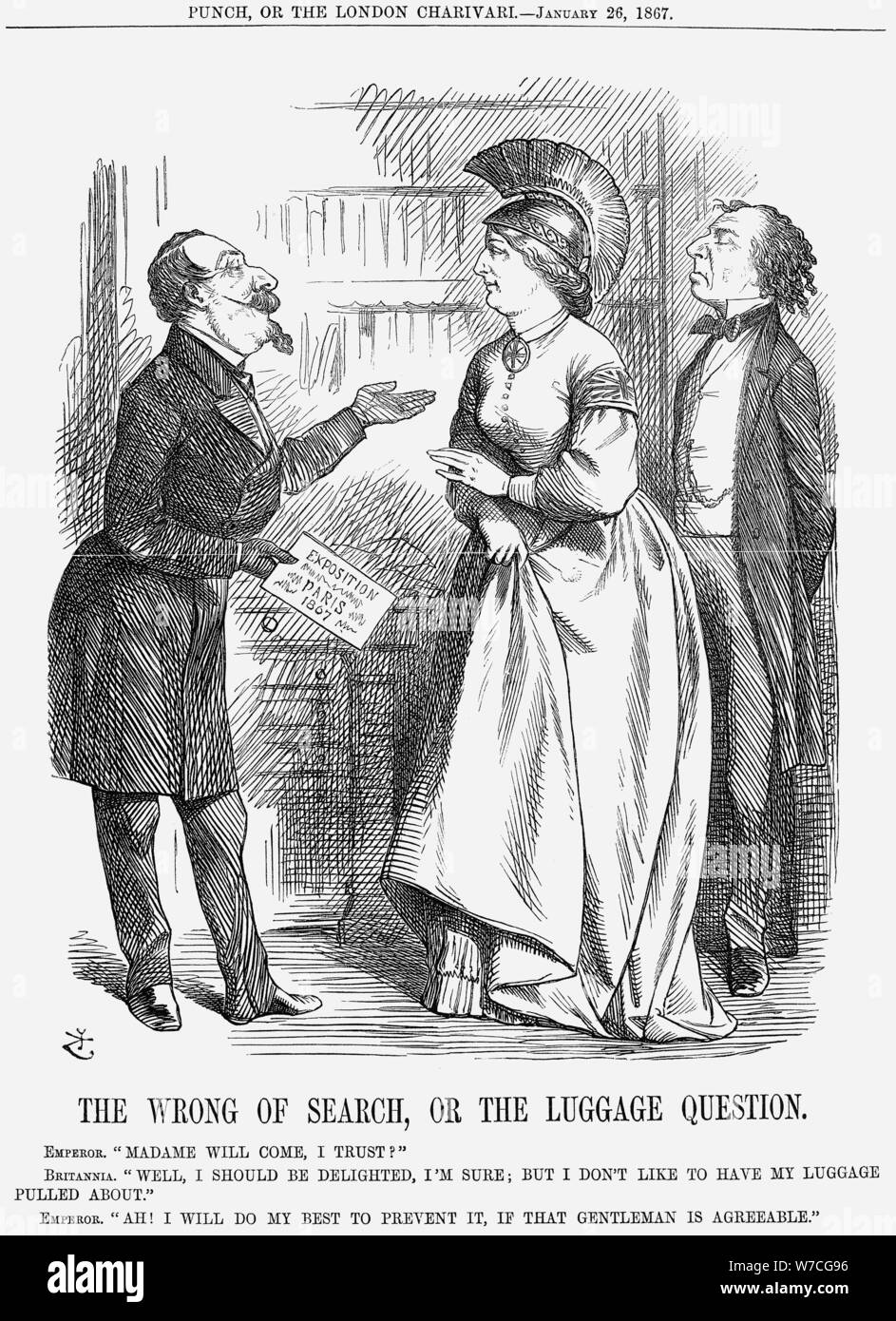 Die "Falsche der Suche, oder das Gepäck Frage', 1867 Künstler: John Tenniel Stockfoto