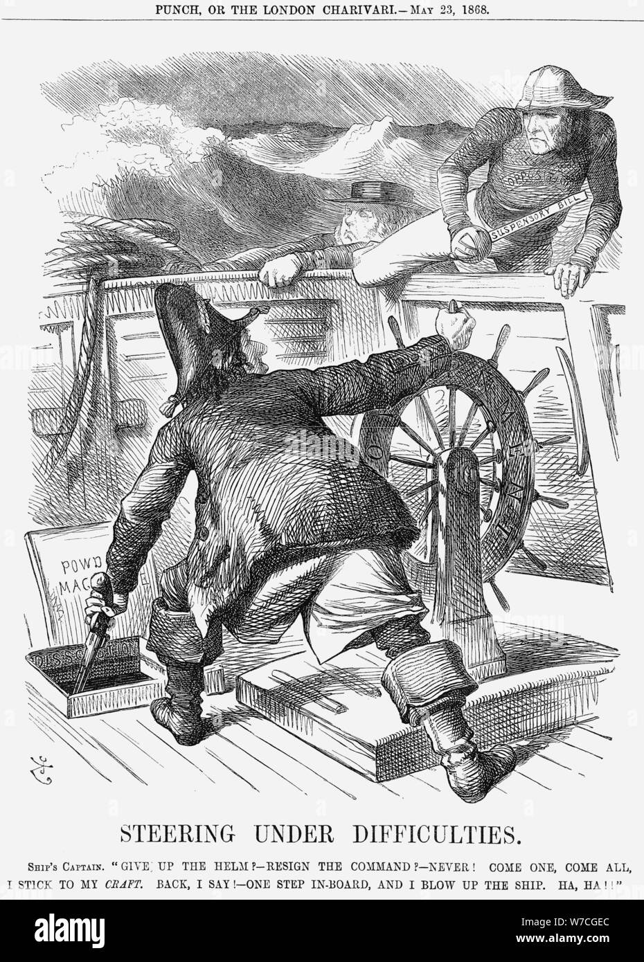 "Lenkanlage unter Schwierigkeiten", 1868. Artist: John Tenniel Stockfoto