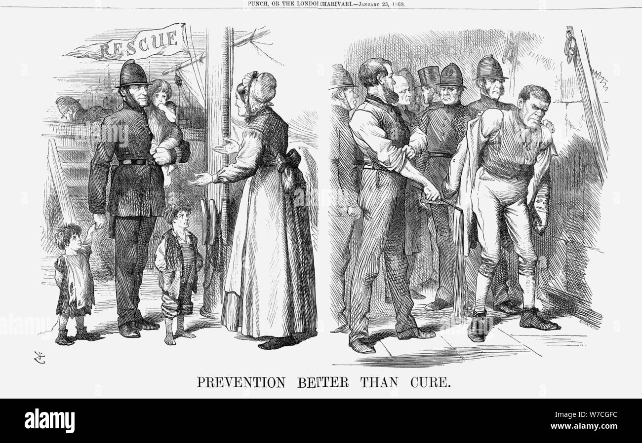 "Vorbeugen ist besser als Heilen", 1869. Artist: John Tenniel Stockfoto
