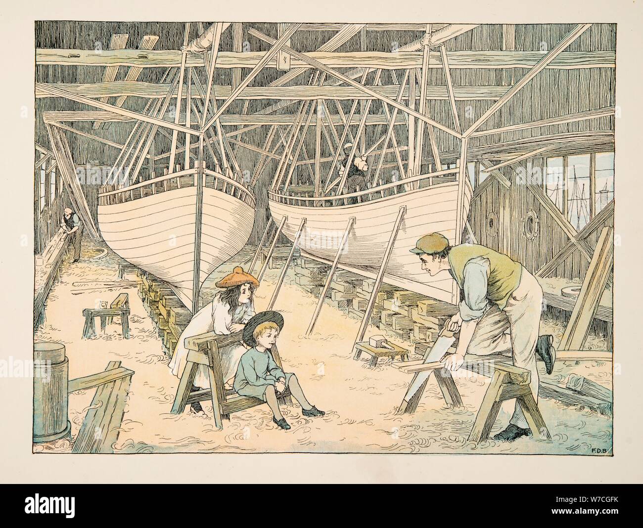 Die Werft, aus vier und zwanzig Arbeiter, Pub. 1900 (farblithographie) Stockfoto