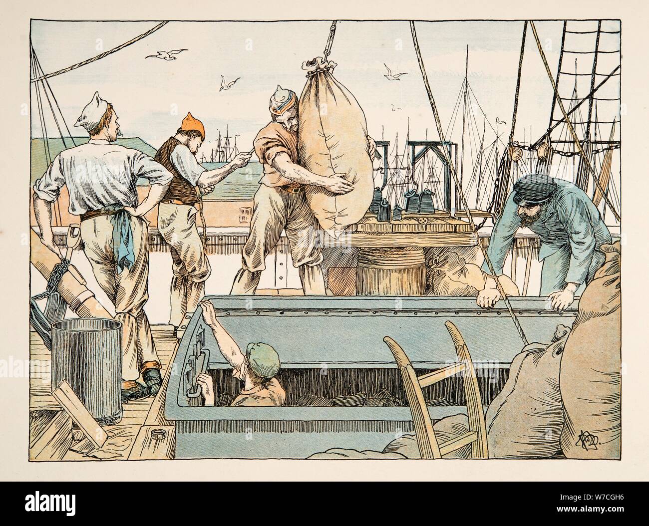 Die Stauerei, aus vier und zwanzig Arbeiter, Pub. 1900 (farblithographie) Stockfoto