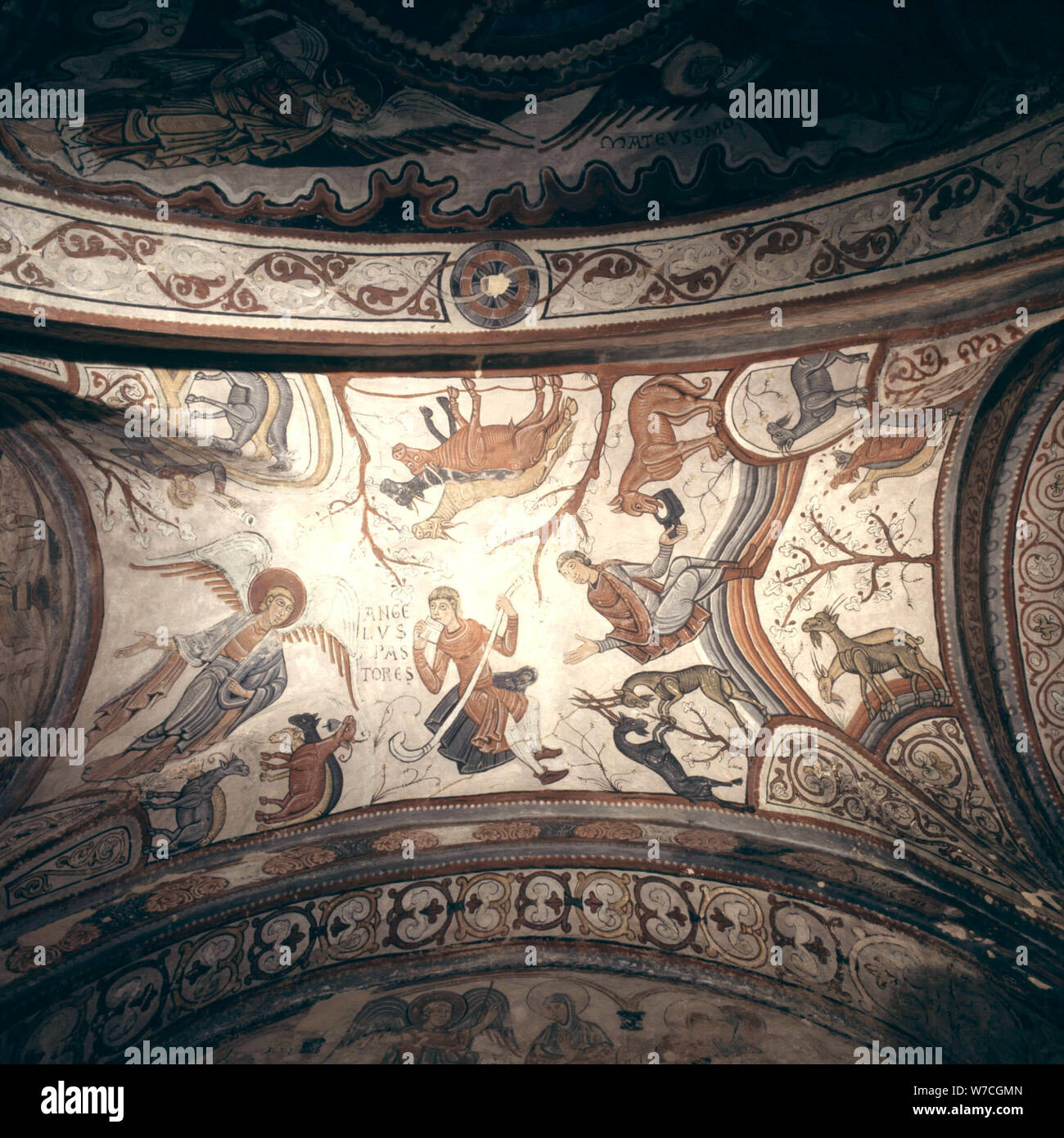 Gemälde in den Gewölben des Königlichen Pantheon in der Stiftskirche von San Isidoro de León. Stockfoto