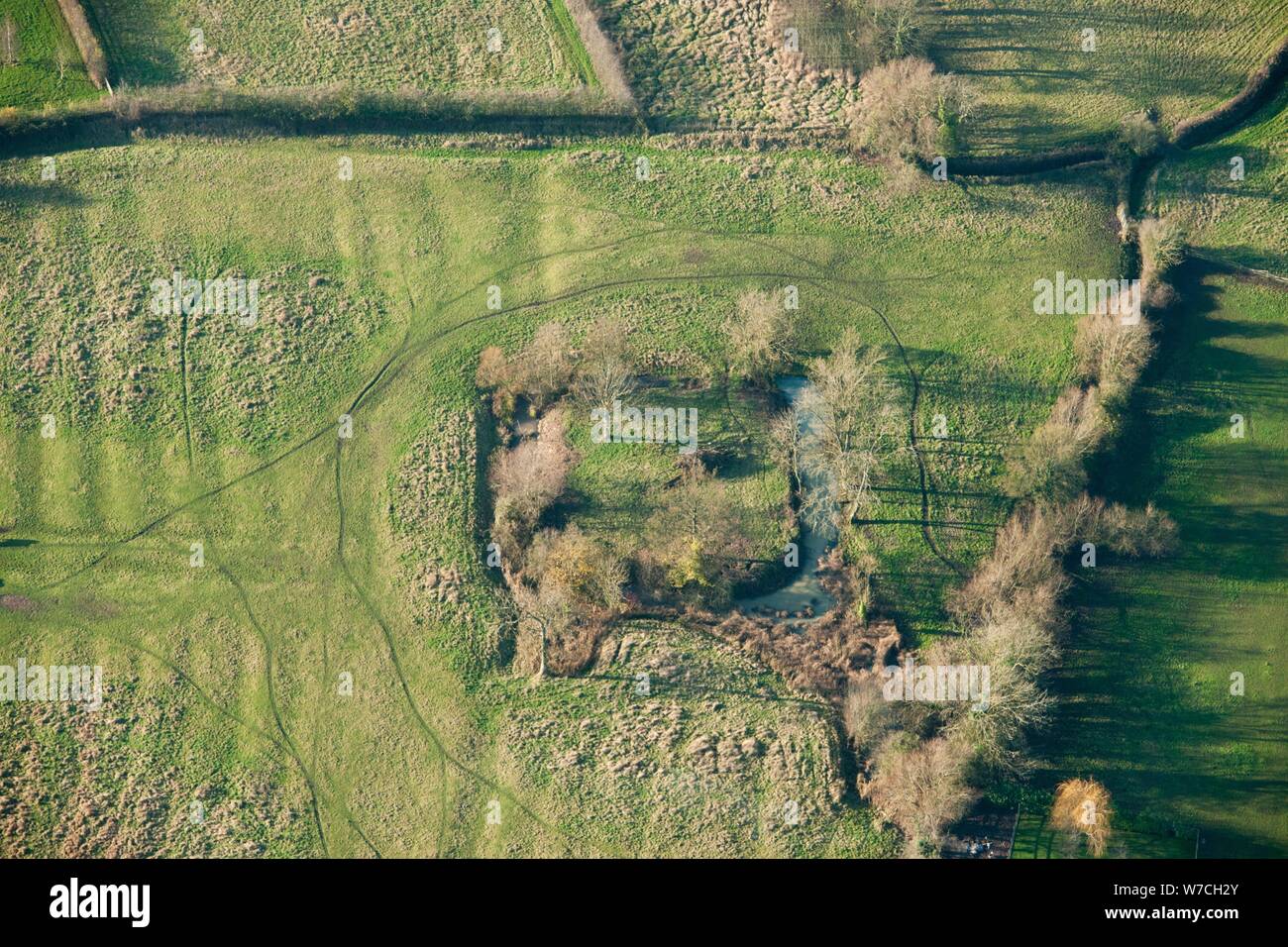 Mittelalterlichen Wassergraben, Earls Croome, Worcestershire, 2014. Schöpfer: Historisches England Fotograf. Stockfoto