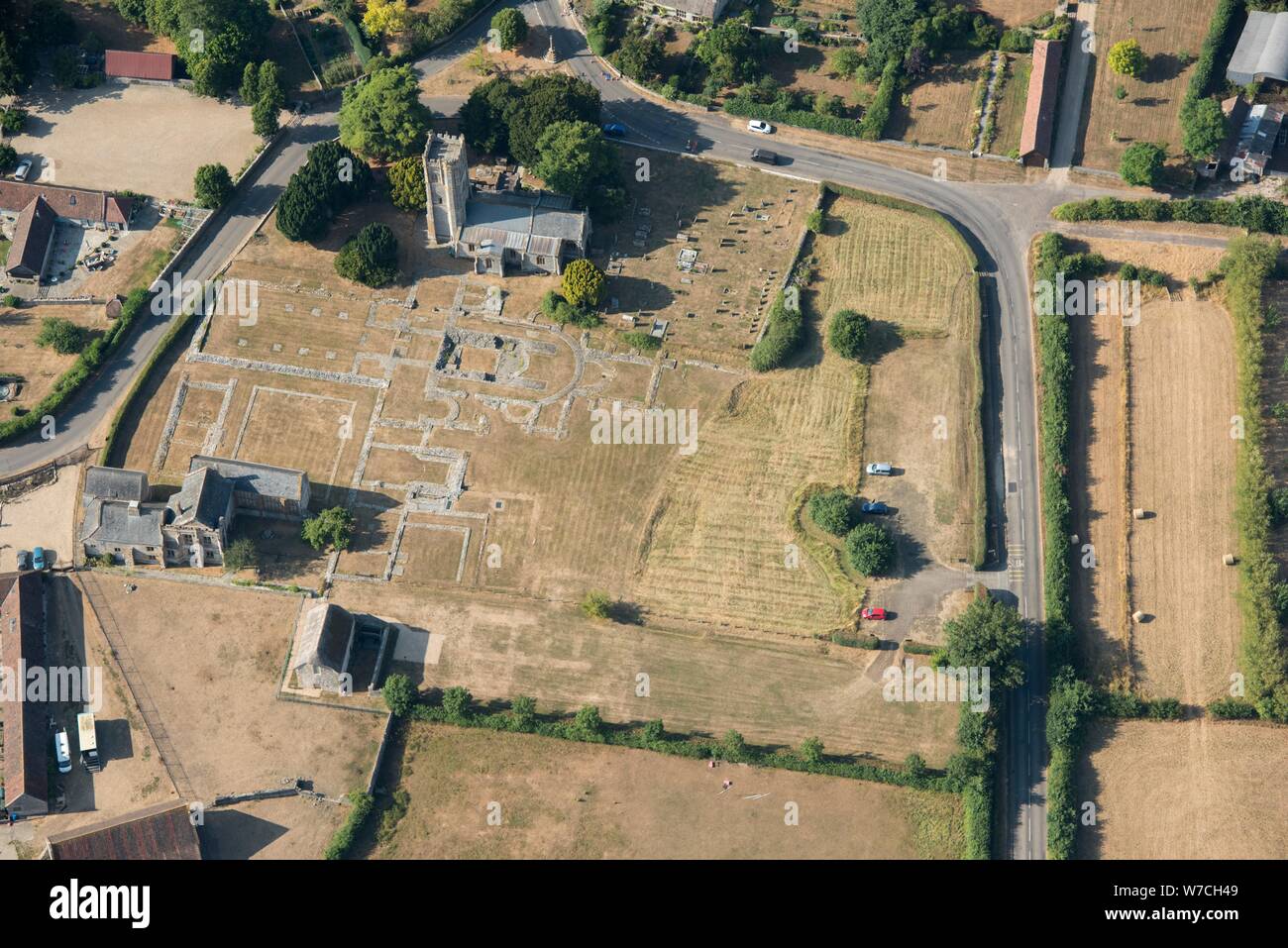 Ruiniert bleibt der Muchelney Abbey, Somerset, 2018. Schöpfer: Historisches England Fotograf. Stockfoto