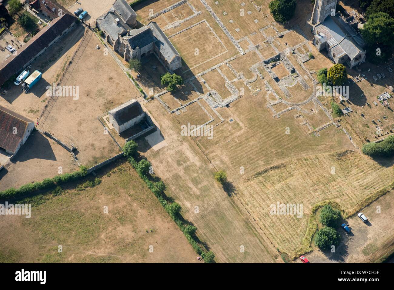 Ruiniert bleibt der Muchelney Abbey, Somerset, 2018. Schöpfer: Historisches England Fotograf. Stockfoto