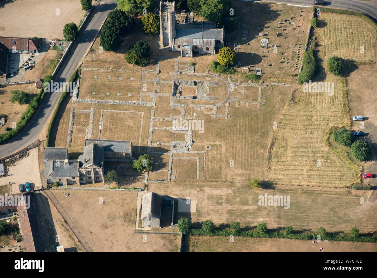 Ruiniert bleibt der Muchelney Abbey, Somerset, 2018. Schöpfer: Historisches England Fotograf. Stockfoto