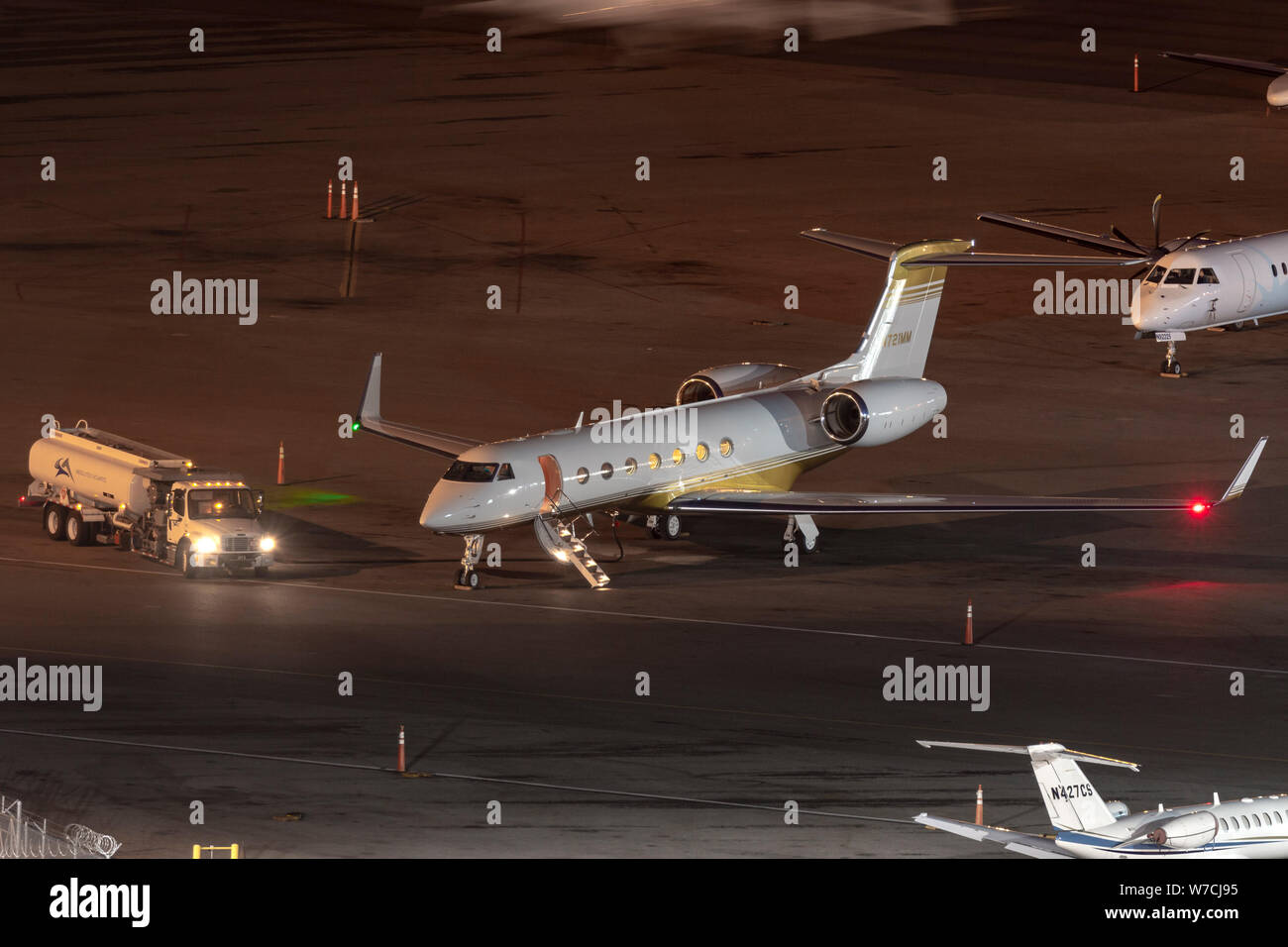 Gulfstream G-V Luxus Business Jet N 721 MM am McCarran International Airport in Las Vegas. Stockfoto