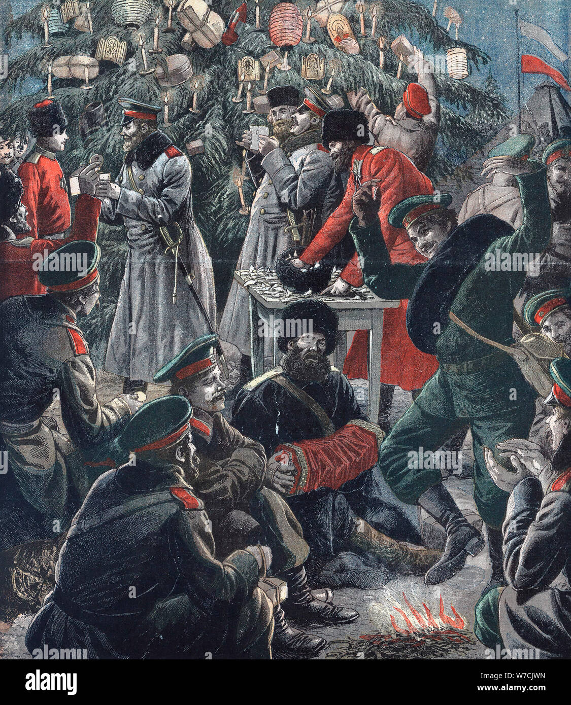 Russische Soldaten Weihnachten feiern, Russisch-Japanischen Krieg, 1904-5. Artist: Unbekannt Stockfoto