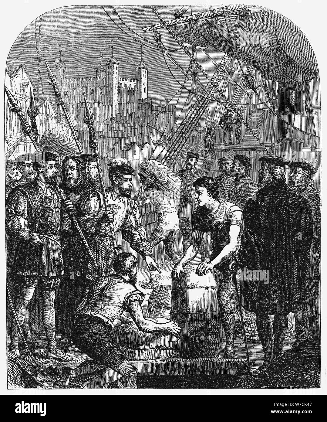 Die Bibel in England geschmuggelt, 1536 (1877). Artist: Unbekannt Stockfoto